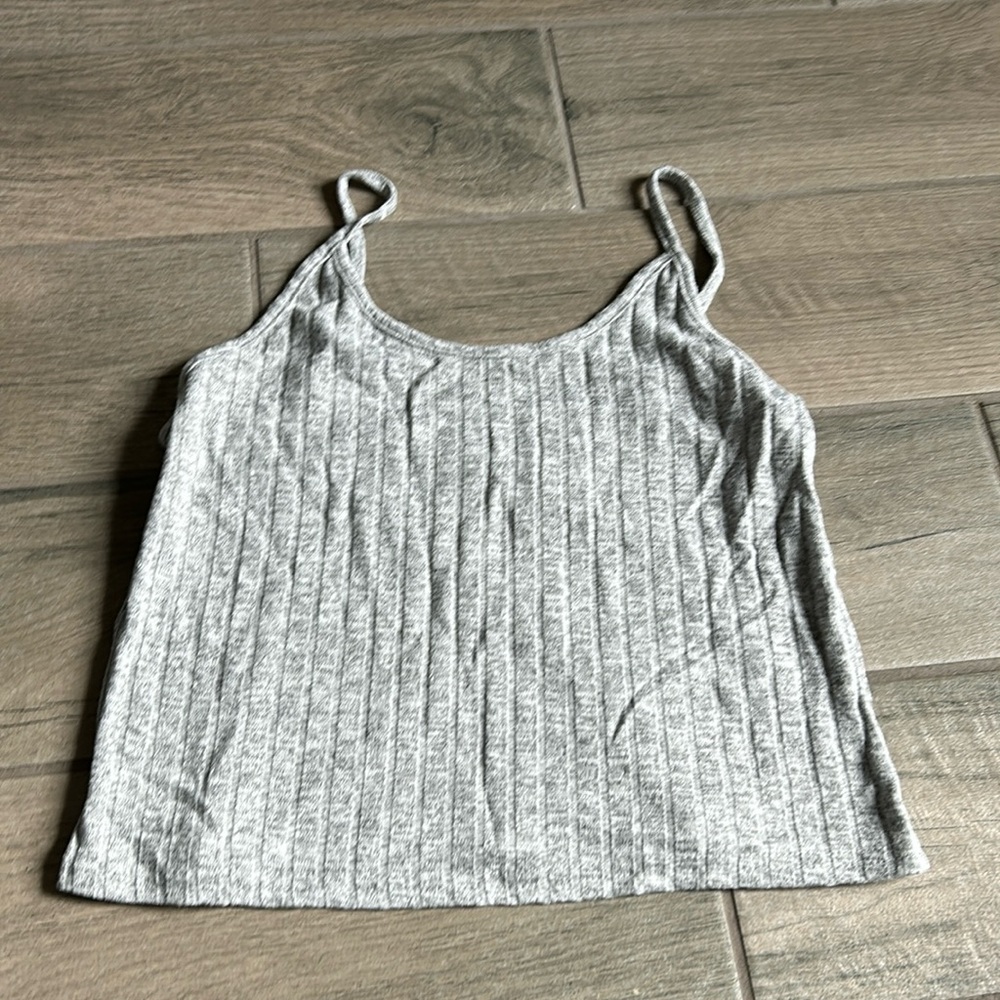 Gray ribbed tank top